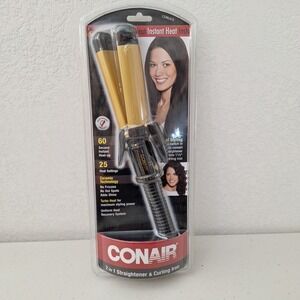 NEW Vgt Y2K Conair Ceramic 2 in 1 Straighter &‎ Curling Iron 1 1/2" 60 Sec Turbo